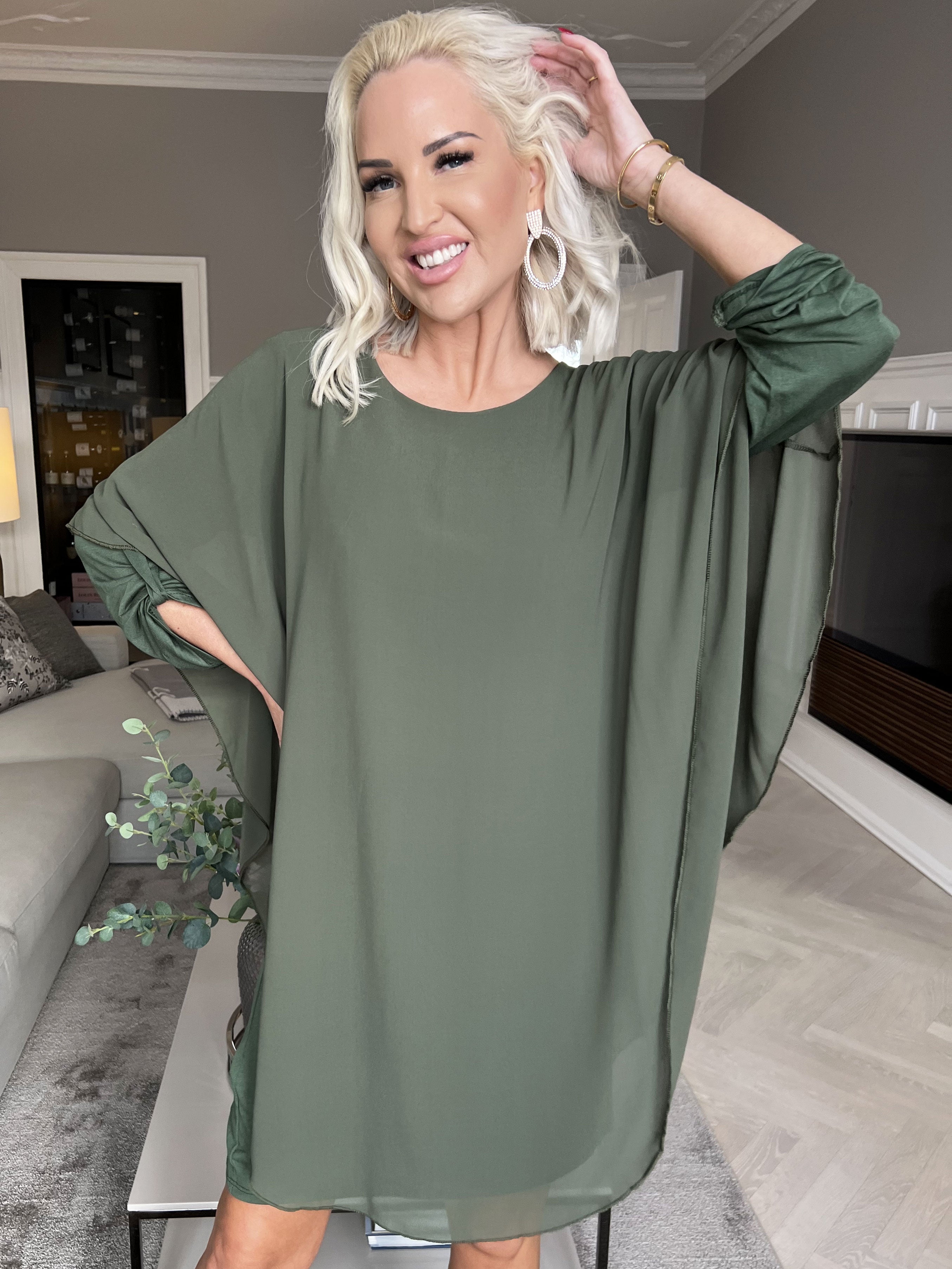 Kenya Long Sleeve - Tunikakjole med chiffonlag